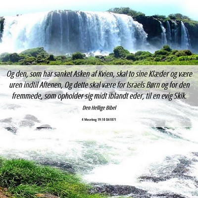 Picture 06 - 4 Mosebog 19:10 DA1871 - Og den, som har sanket Asken af Kvien, skal to - Bible Verse Picture