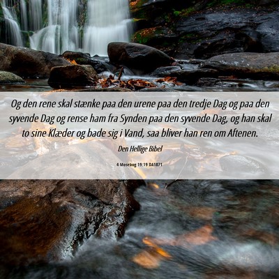 Picture 06 - 4 Mosebog 19:19 DA1871 - Og den rene skal stænke paa den urene paa den - Bible Verse Picture