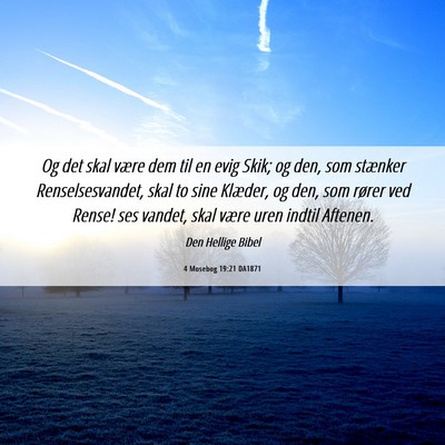Picture 06 - 4 Mosebog 19:21 DA1871 - Og det skal være dem til en evig Skik; og den, - Bible Verse Picture