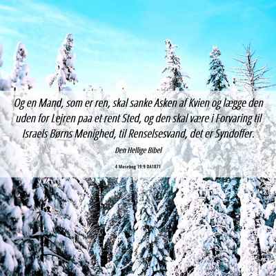 Picture 06 - 4 Mosebog 19:9 DA1871 - Og en Mand, som er ren, skal sanke Asken af Kvien - Bible Verse Picture