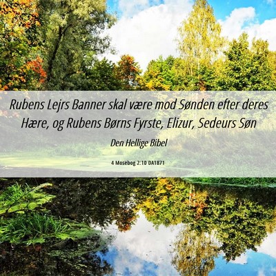 Picture 06 - 4 Mosebog 2:10 DA1871 - Rubens Lejrs Banner skal være mod Sønden efter - Bible Verse Picture