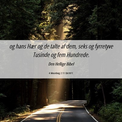 Picture 06 - 4 Mosebog 2:11 DA1871 - og hans Hær og de talte af dem, seks og - Bible Verse Picture