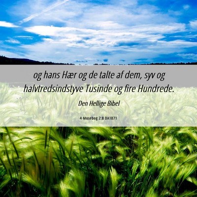 Picture 06 - 4 Mosebog 2:8 DA1871 - og hans Hær og de talte af dem, syv og - Bible Verse Picture