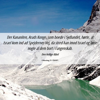 Picture 06 - 4 Mosebog 21:1 DA1871 - Der Kananiten, Arads Konge, som boede i - Bible Verse Picture