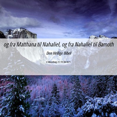 Picture 06 - 4 Mosebog 21:19 DA1871 - og fra Matthana til Nahaliel, og fra Nahaliel til - Bible Verse Picture