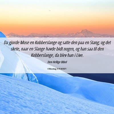 Picture 06 - 4 Mosebog 21:9 DA1871 - Da gjorde Mose en Kobberslange og satte den paa - Bible Verse Picture