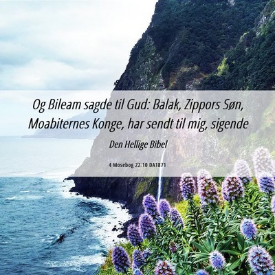 Picture 06 - 4 Mosebog 22:10 DA1871 - Og Bileam sagde til Gud: Balak, Zippors Søn, - Bible Verse Picture