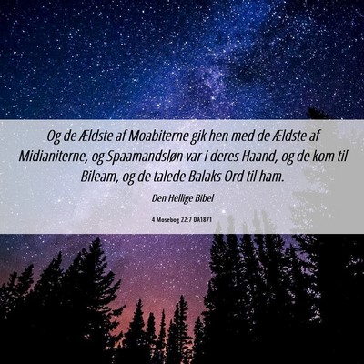 Picture 06 - 4 Mosebog 22:7 DA1871 - Og de Ældste af Moabiterne gik hen med de - Bible Verse Picture
