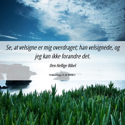 Picture 06 - 4 Mosebog 23:20 DA1871 - Se, at velsigne er mig overdraget; han - Bible Verse Picture