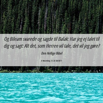 Picture 06 - 4 Mosebog 23:26 DA1871 - Og Bileam svarede og sagde til Balak: Har jeg ej - Bible Verse Picture
