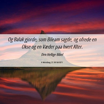 Picture 06 - 4 Mosebog 23:30 DA1871 - Og Balak gjorde, som Bileam sagde, og ofrede en - Bible Verse Picture