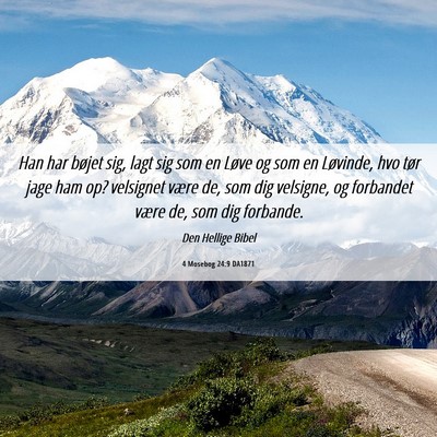 Picture 06 - 4 Mosebog 24:9 DA1871 - Han har bøjet sig, lagt sig som en Løve og som - Bible Verse Picture