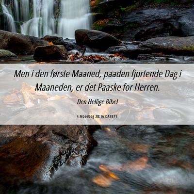 Picture 06 - 4 Mosebog 28:16 DA1871 - Men i den første Maaned, paaden fjortende Dag i - Bible Verse Picture