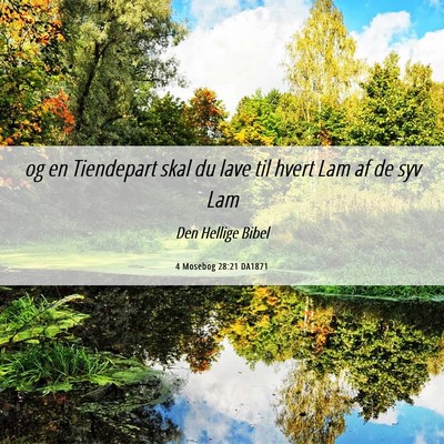 Picture 06 - 4 Mosebog 28:21 DA1871 - og en Tiendepart skal du lave til hvert Lam af de - Bible Verse Picture