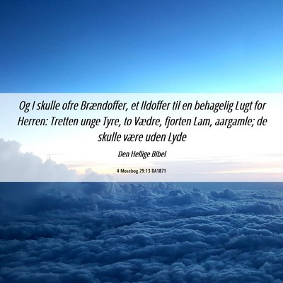 Picture 06 - 4 Mosebog 29:13 DA1871 - Og I skulle ofre Brændoffer, et Ildoffer til en - Bible Verse Picture