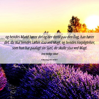 Picture 06 - 4 Mosebog 30:8 DA1871 - og hendes Mand hører det og tier dertil paa den - Bible Verse Picture