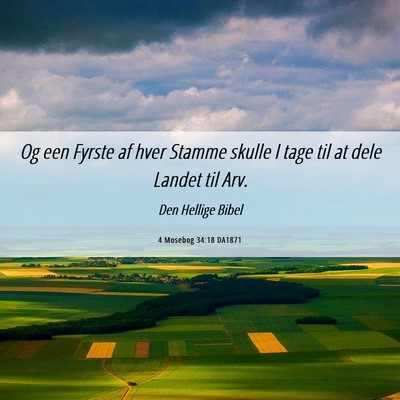 Picture 06 - 4 Mosebog 34:18 DA1871 - Og een Fyrste af hver Stamme skulle I tage til at - Bible Verse Picture