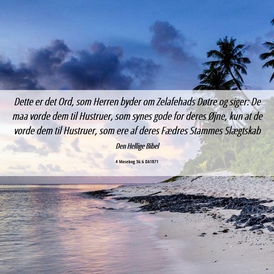 Picture 06 - 4 Mosebog 36:6 DA1871 - Dette er det Ord, som Herren byder om Zelafehads - Bible Verse Picture
