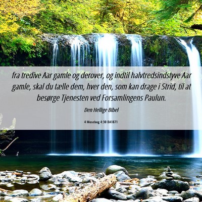 Picture 06 - 4 Mosebog 4:30 DA1871 - fra tredive Aar gamle og derover, og indtil - Bible Verse Picture