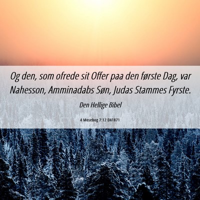 Picture 06 - 4 Mosebog 7:12 DA1871 - Og den, som ofrede sit Offer paa den første Dag, - Bible Verse Picture