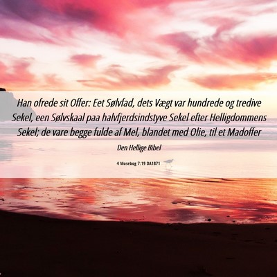 Picture 06 - 4 Mosebog 7:19 DA1871 - Han ofrede sit Offer: Eet Sølvfad, dets Vægt - Bible Verse Picture
