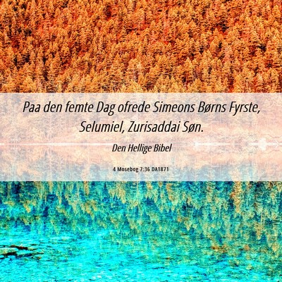 Picture 06 - 4 Mosebog 7:36 DA1871 - Paa den femte Dag ofrede Simeons Børns Fyrste, - Bible Verse Picture