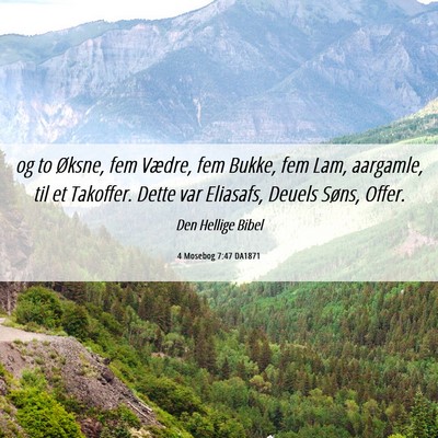Picture 06 - 4 Mosebog 7:47 DA1871 - og to Øksne, fem Vædre, fem Bukke, fem Lam, - Bible Verse Picture