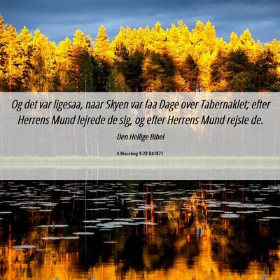 Picture 06 - 4 Mosebog 9:20 DA1871 - Og det var ligesaa, naar Skyen var faa Dage over - Bible Verse Picture