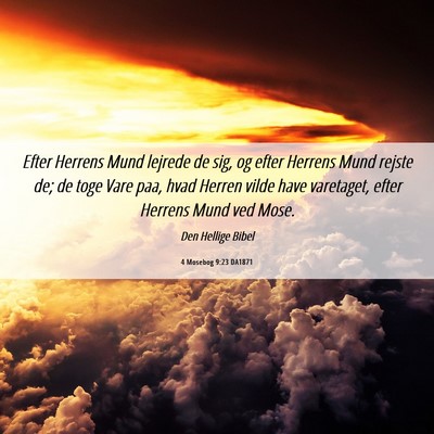 Picture 06 - 4 Mosebog 9:23 DA1871 - Efter Herrens Mund lejrede de sig, og efter - Bible Verse Picture