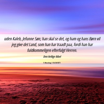 Picture 06 - 5 Mosebog 1:36 DA1871 - uden Kaleb, Jefunne Søn; han skal se det, og ham - Bible Verse Picture