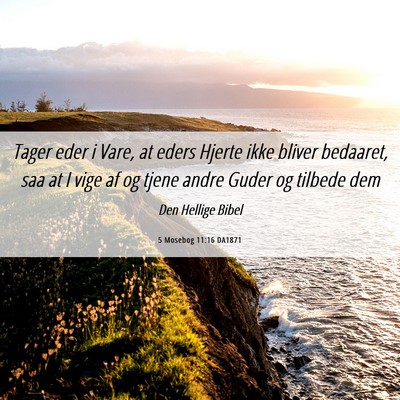 Picture 06 - 5 Mosebog 11:16 DA1871 - Tager eder i Vare, at eders Hjerte ikke bliver - Bible Verse Picture
