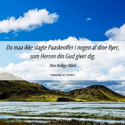 Picture 06 - 5 Mosebog 16:5 DA1871 - Du maa ikke slagte Paaskeoffer i nogen af dine - Bible Verse Picture