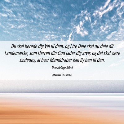 Picture 06 - 5 Mosebog 19:3 DA1871 - Du skal berede dig Vej til dem, og i tre Dele - Bible Verse Picture