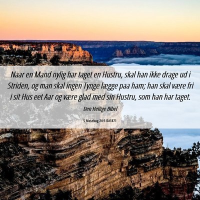 Picture 06 - 5 Mosebog 24:5 DA1871 - Naar en Mand nylig har taget en Hustru, skal han - Bible Verse Picture