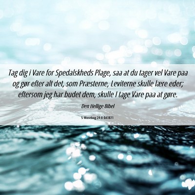 Picture 06 - 5 Mosebog 24:8 DA1871 - Tag dig i Vare for Spedalskheds Plage, saa at du - Bible Verse Picture