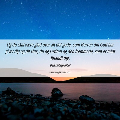 Picture 06 - 5 Mosebog 26:11 DA1871 - Og du skal være glad over alt det gode, som - Bible Verse Picture