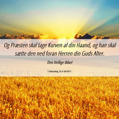 Picture 06 - 5 Mosebog 26:4 DA1871 - Og Præsten skal tage Kurven af din Haand, og han - Bible Verse Picture