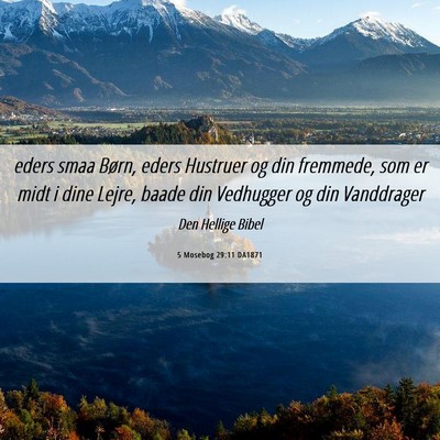 Picture 06 - 5 Mosebog 29:11 DA1871 - eders smaa Børn, eders Hustruer og din fremmede, - Bible Verse Picture