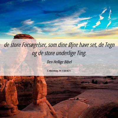 Picture 06 - 5 Mosebog 29:3 DA1871 - de store Forsøgelser, som dine Øjne have set, - Bible Verse Picture