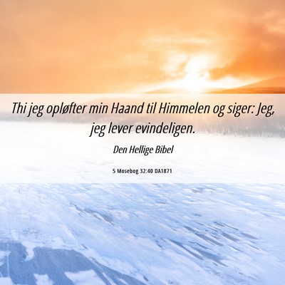 Picture 06 - 5 Mosebog 32:40 DA1871 - Thi jeg opløfter min Haand til Himmelen og - Bible Verse Picture