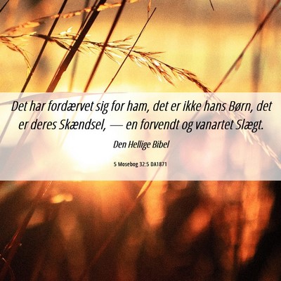 Picture 06 - 5 Mosebog 32:5 DA1871 - Det har fordærvet sig for ham, det er ikke hans - Bible Verse Picture