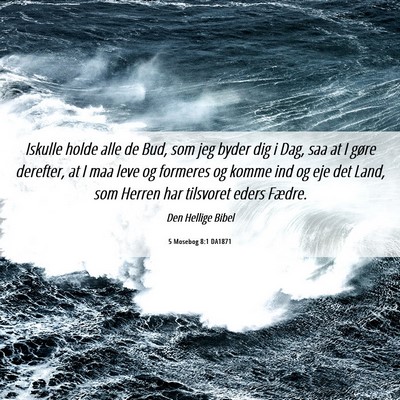 Picture 06 - 5 Mosebog 8:1 DA1871 - Iskulle holde alle de Bud, som jeg byder dig i - Bible Verse Picture