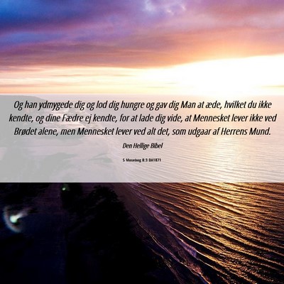 Picture 06 - 5 Mosebog 8:3 DA1871 - Og han ydmygede dig og lod dig hungre og gav dig - Bible Verse Picture