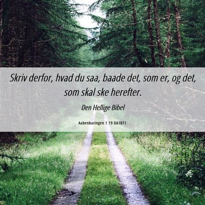 Picture 06 - Aabenbaringen 1:19 DA1871 - Skriv derfor, hvad du saa, baade det, som er, og - Bible Verse Picture