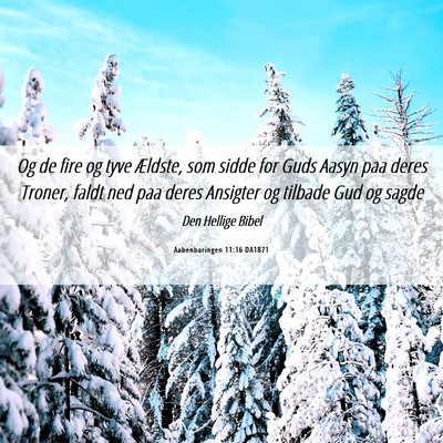 Picture 06 - Aabenbaringen 11:16 DA1871 - Og de fire og tyve Ældste, som sidde for Guds - Bible Verse Picture