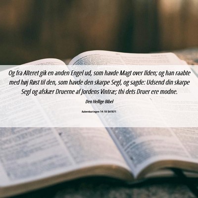 Picture 06 - Aabenbaringen 14:18 DA1871 - Og fra Alteret gik en anden Engel ud, som havde - Bible Verse Picture