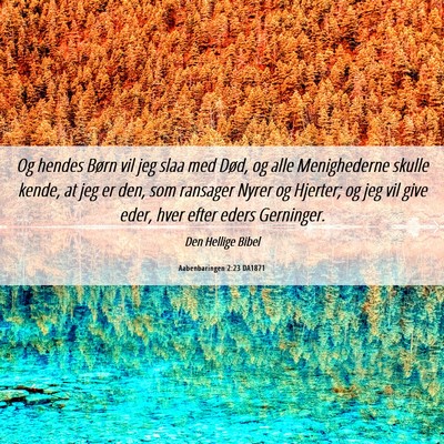 Picture 06 - Aabenbaringen 2:23 DA1871 - Og hendes Børn vil jeg slaa med Død, og alle - Bible Verse Picture