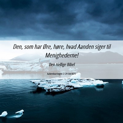 Picture 06 - Aabenbaringen 2:29 DA1871 - Den, som har Øre, høre, hvad Aanden siger til - Bible Verse Picture
