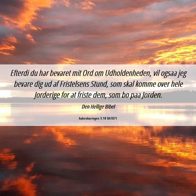 Picture 06 - Aabenbaringen 3:10 DA1871 - Efterdi du har bevaret mit Ord om Udholdenheden, - Bible Verse Picture