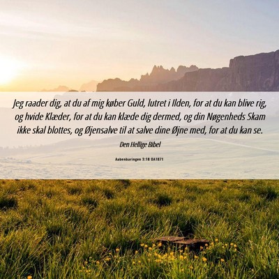 Picture 06 - Aabenbaringen 3:18 DA1871 - Jeg raader dig, at du af mig køber Guld, lutret - Bible Verse Picture